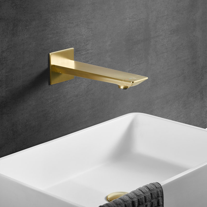 Concealed Wall-Mount Bathroom Faucet,Brass Rough-in Valve Included, Gold