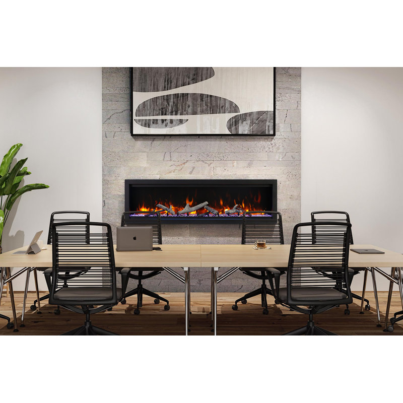 Foyer électrique encastré très haut sur mesure Amantii de 100 po avec WiFi, Bluetooth et effets de flamme réalistes Symmetry