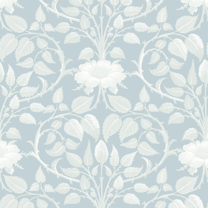 Garden Vine - Emerald Green Botanical Wallpaper, Frosted Pearl, Faux Grasscloth