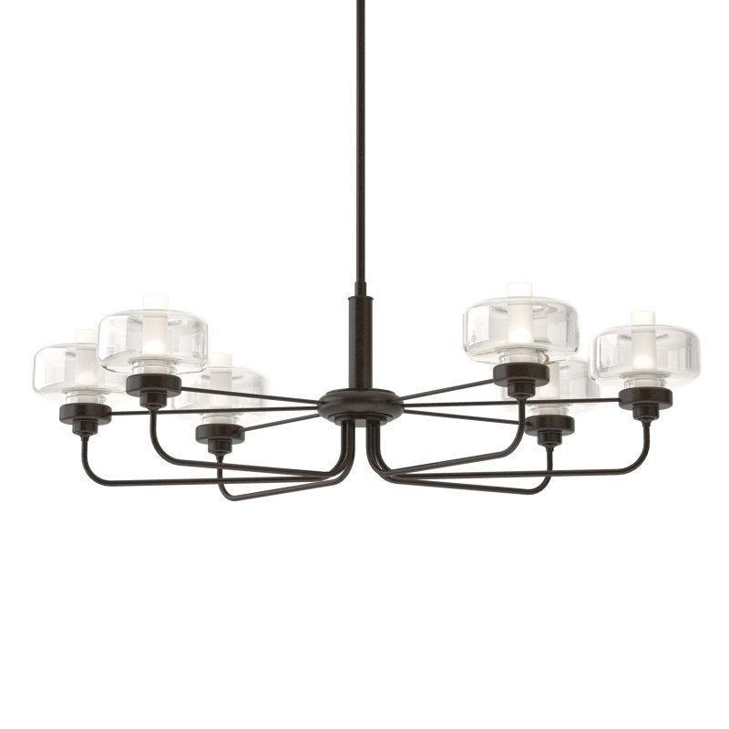 Nola 6 - Light Unique/Statement Classic/Traditional Chandelier, Clear Glass, Oil Rubbed Bronze, 18.3" - 60.3"