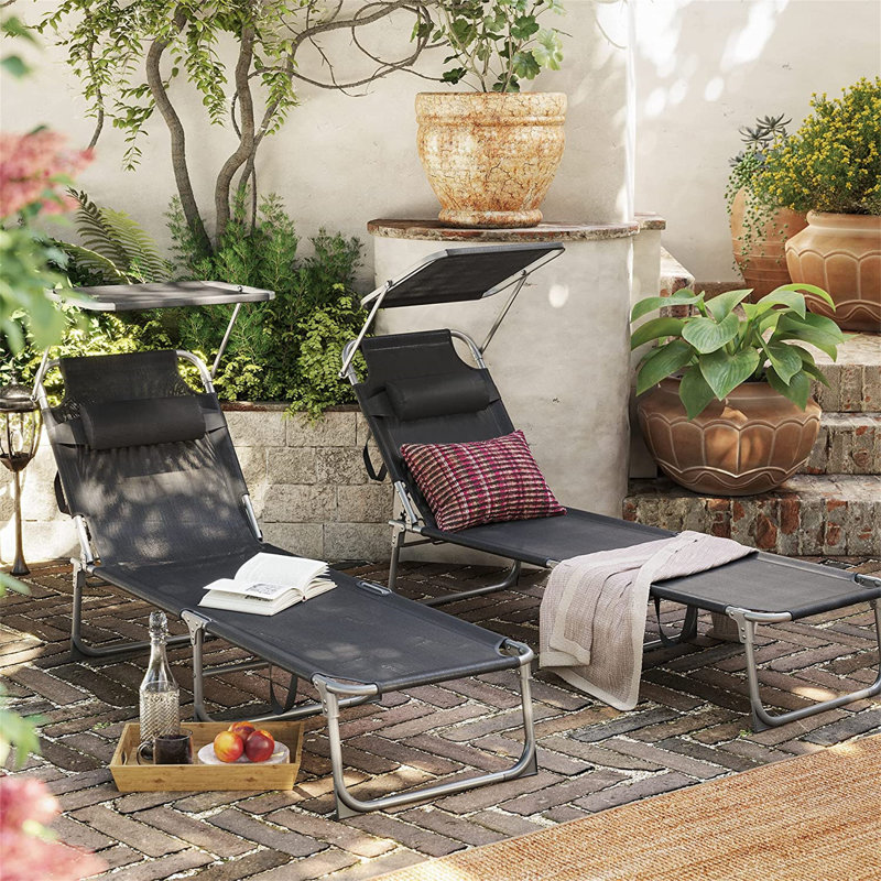 Adalen 193cm Long Reclining Single Sun Lounger, Grey
