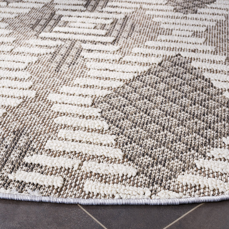 Tapis gris / ivoire Global 420, Rond 6 pi 7 po