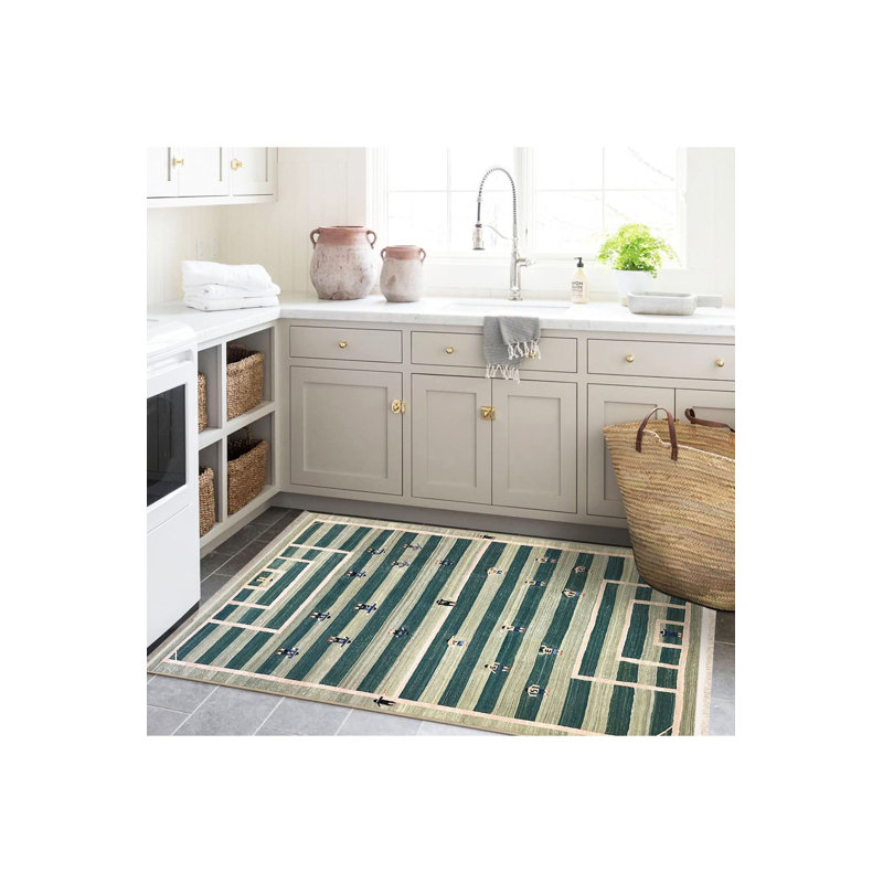 Tapis décoratif moderne à motif de terrain de football lavable, Sous-tapis rectangulaire 5 pi 1 po x 7 pi 7 po inc