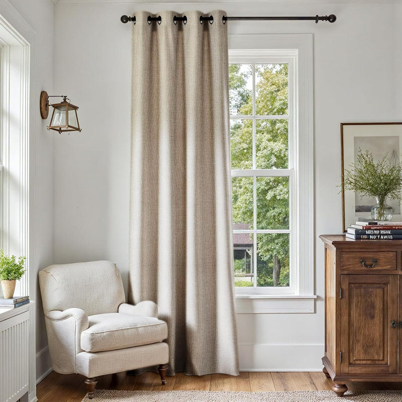 Textured Blackout Curtain Panel - Thermal Insulated Grommet Drape for Light Control & Privacy (1 Panel), Grayish Beige