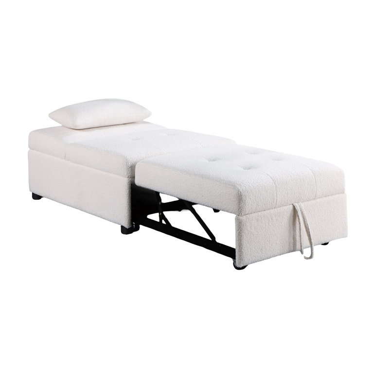 Fauteuil-lit blanc 1pc avec siège et option convertible en tissu