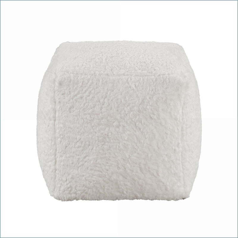 Repose-pieds repose-pieds carré en fausse fourrure moderne blanc cassé, antidérapant | Blanc cassé | Fausse fourrure