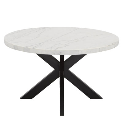 Fishburne Xena White Marble Top 52" Round Dining Table by Latitude Run