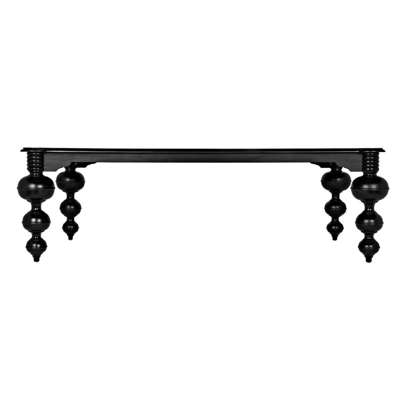 Claudio 54" Black Solid Wood Mid-Century Modern Dining Table