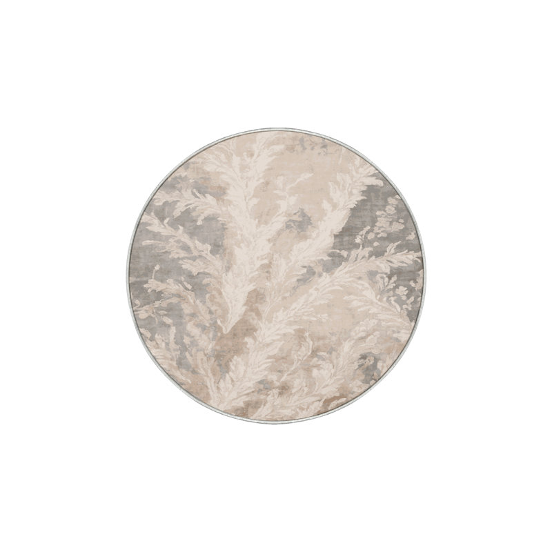 Tapis beige lavable à la machine GSIX03611, Rond 5 pi