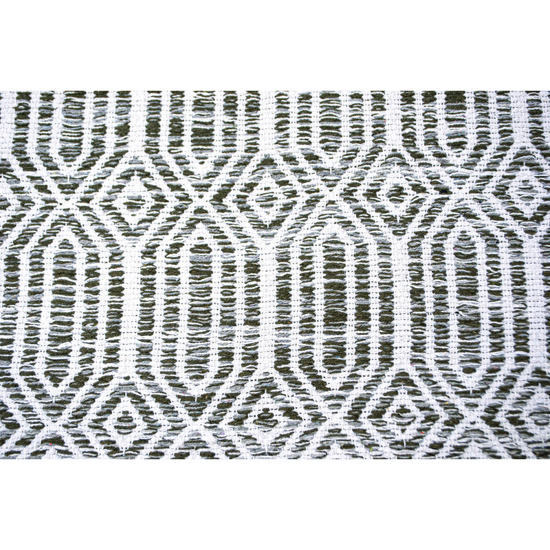 Brooksby Geometric Handmade Flatweave Cotton Gray/White Area Rug, Rectangle 2' x 3'