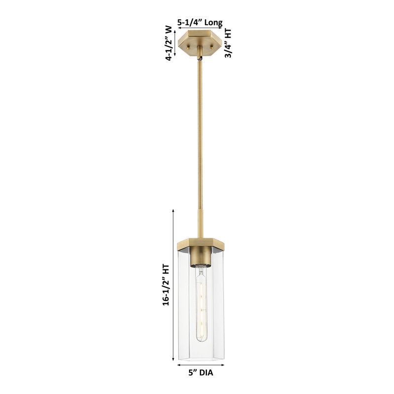 Downtown Urban - Blakeley - Luminaire suspendu 1 corde 5 po, Clair, Nickel satiné