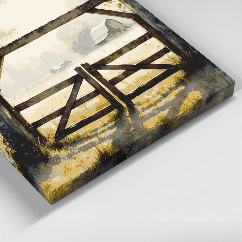 «Farm Farm Gate», art mural sur toile beige, H 12 po x l 12 po