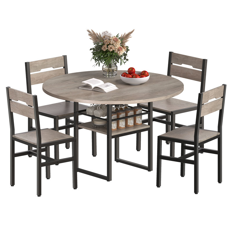 Ensemble de table de salle à manger 5 pièces 39,4 "pour 4 tables de cuisine et chaises, Gray