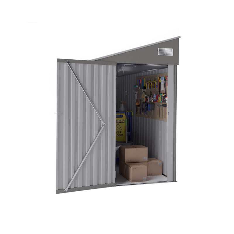 Remise de rangement bicolore en option Campcraft, porte à charnière simple avec toit incliné, conception structurelle solide, bonne ventilation, surface avec film de protection et convenant à divers cas de figure