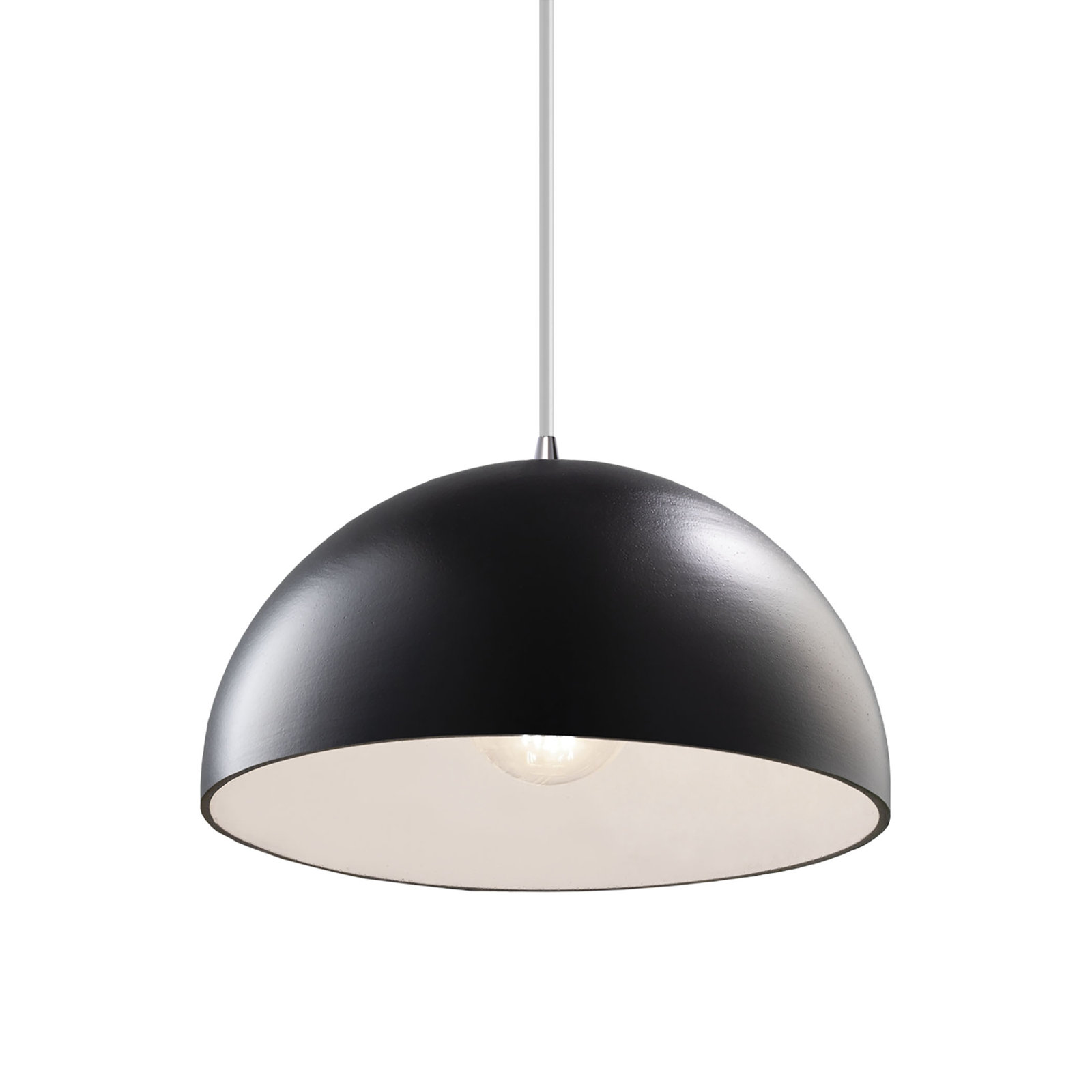 Leni Single Light Ceramic Dimmable Pendant, Polished Chrome, Carbon Matte Black