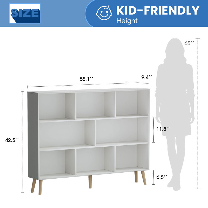 Bibliothèque Marlik, Blanc grandiose, (8 tablettes) H 42,5 po x l 55,1 po x P 9,4 po