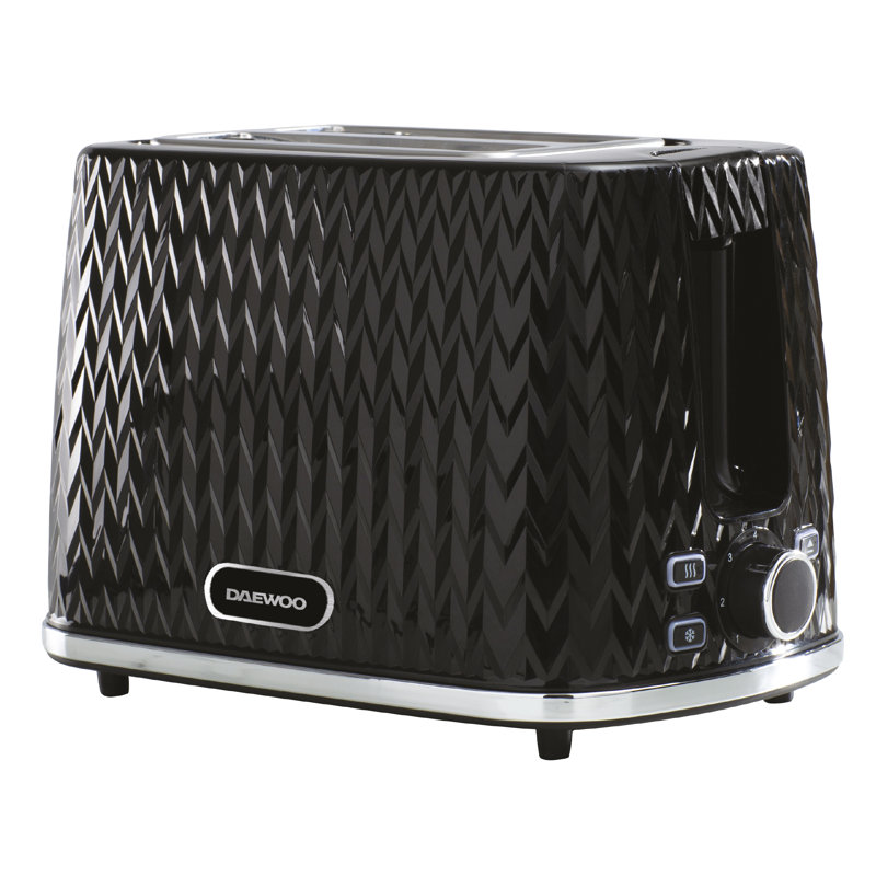 Daewoo Argyle 2 Slice Toaster 800W High Lift Reheat Defrost Large Slice Black, Cancel Functions, Black