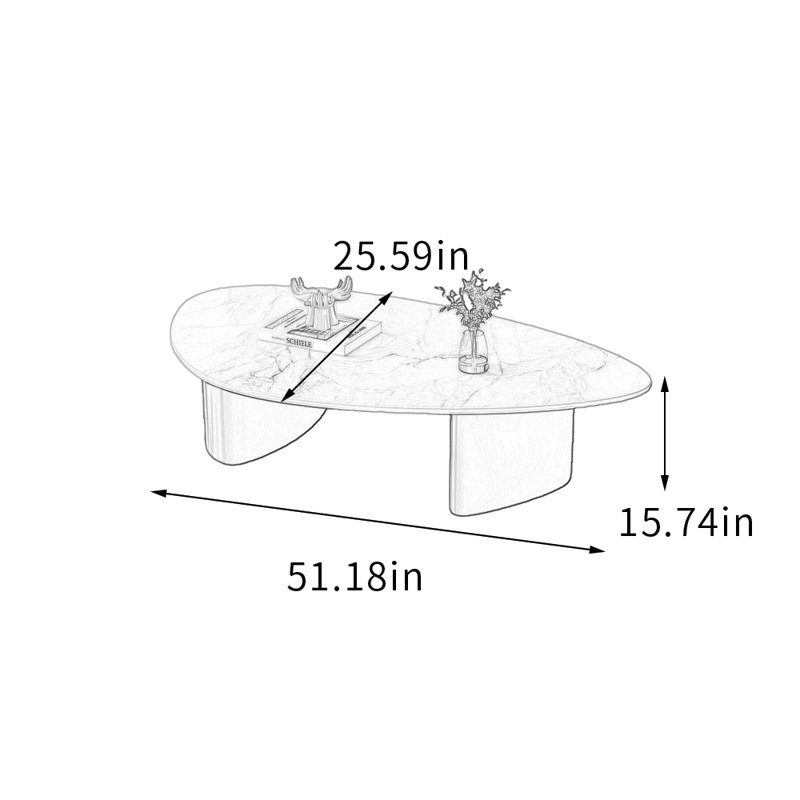 Table basse Modern Modern, H 15,74 po x L 51,18 po x l 25,59 po, Blanc