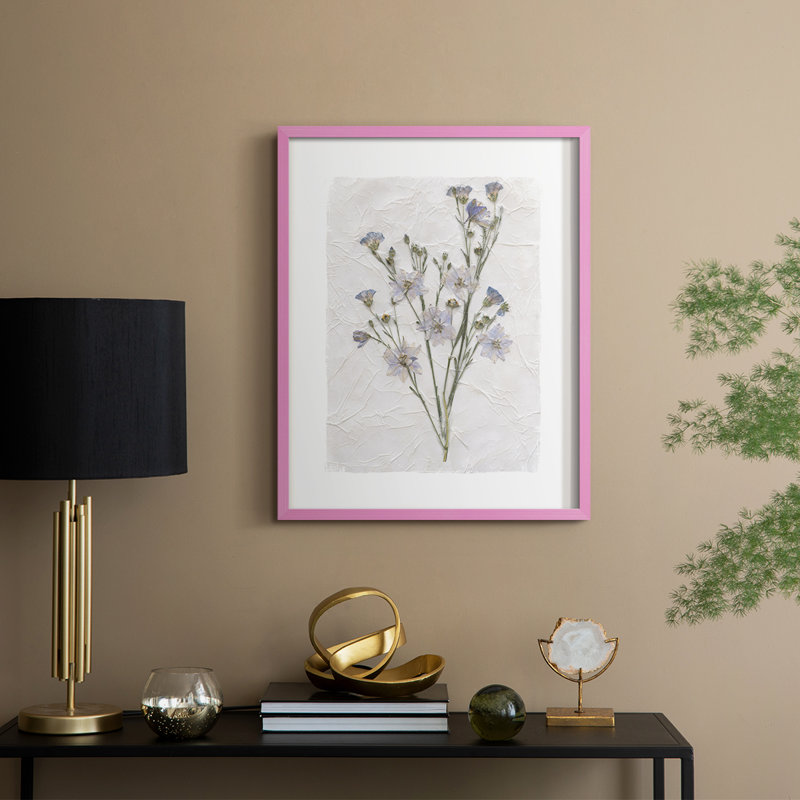 Decoupage Floral II, reproduction encadrée - bois massif, H 21 po x l 17 po, Rose