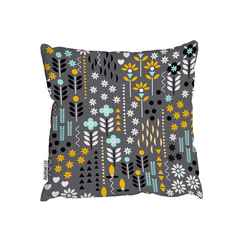 Indoor / Outdoor Floral Square Throw Cushion, 45cm H x 45cm W