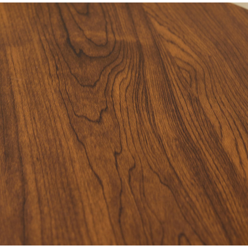 Table d'appoint en forme de C avec rangement à 2 niveaux, plateau rond en bois et structure en métal doré, table de bout moderne pour le salon, la chambre à coucher ou le chevet - noyer