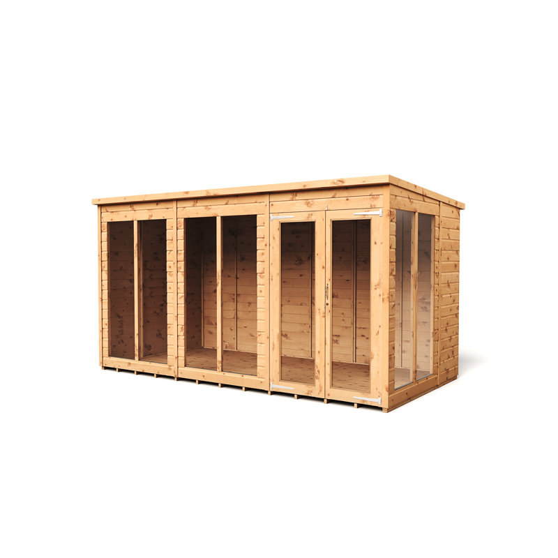 Empire Pent Summerhouse Shiplap Tongue & Groove 12X6 Double Door With Windows