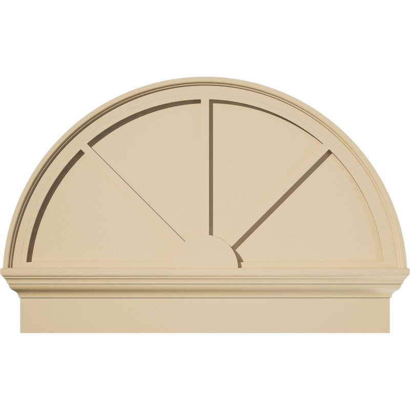 Demi-rond signature fronton en uréthane, brun clair apprêté, 34 po x 23,75 po x 2,75 po, Combinaison, 3 rayons
