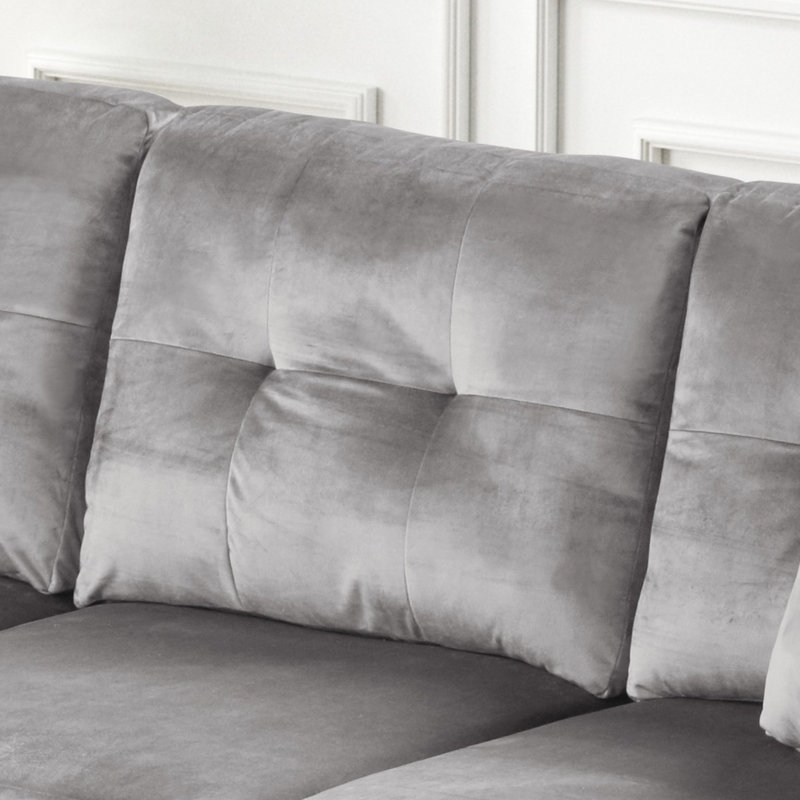 Chaise longue réversible en velours gris