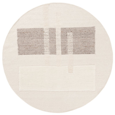 Amalah Hand Woven Wool/Recycled Cotton Geometric Rug in Ivory/Beige