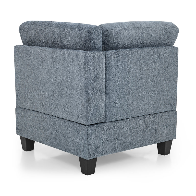Canapé modulaire réversible en coin Behm, Chenille bleu marine