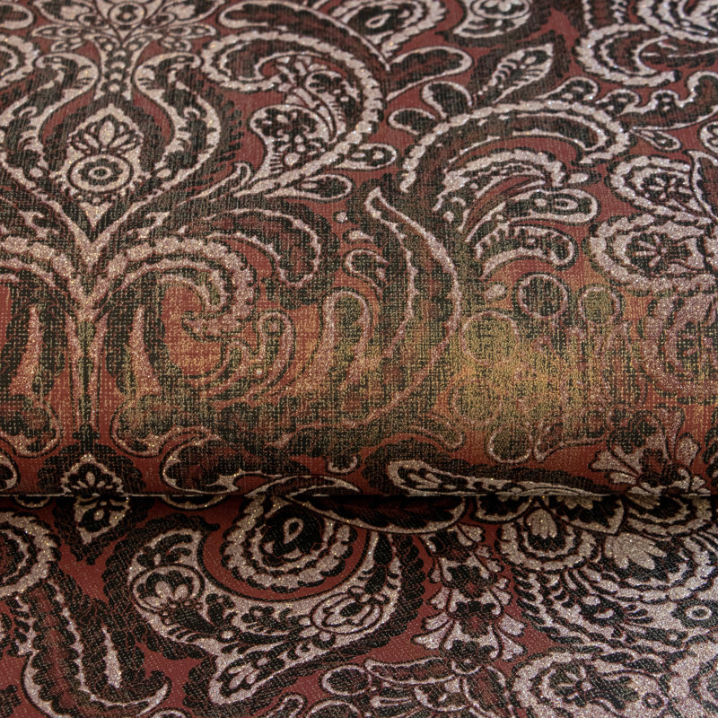 Adonea Aphrodite Glass Beads 3D Embossed 33' L x 21" W Wallpaper Roll, Ruby Red