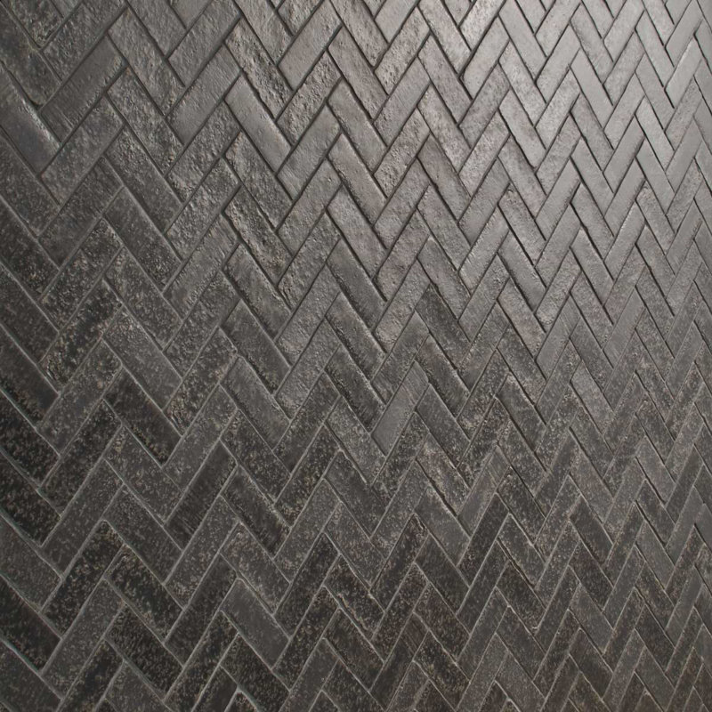 Aspera 12.72 In. X 13.53 In. Herringbone Matte Porcelain Mosaic Floor And Wall Tile (10.71 Sq. Ft. / Case), Charcoal Gray