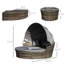 Lit de jour rond convertible 4 pièces pour extérieur, avec auvent rétractable, gris, coussins épais et rembourrés, pieds réglables pour terrain inégal, coussins épais et coussins décoratifs inclus, assemblage requis