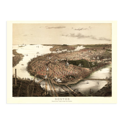 1877 Boston Map, affiche sur papier