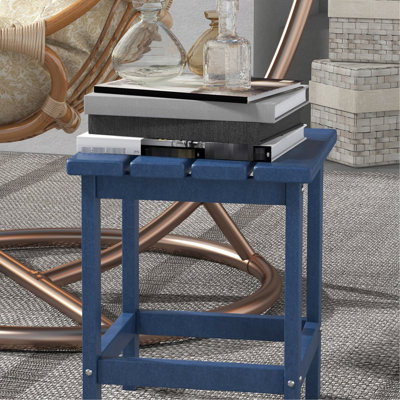 Blue Square Patio Table - 15" Outdoor End For Porch, Pool, Balcony Weather , 110 Lbs Capacity Side Table, Balcony,