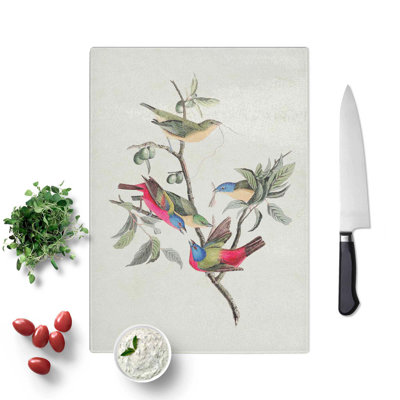 Tempered Glass Painted Finches by John James Audubon Chopping Board