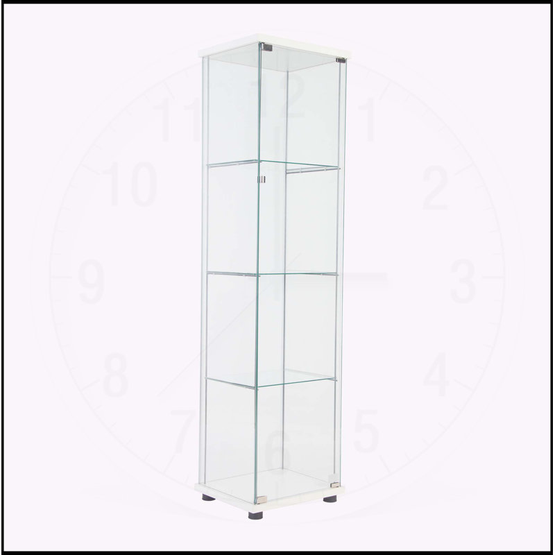 Stylish One Door Glass Cabinet with Four Shelves for Versatile Storage, White