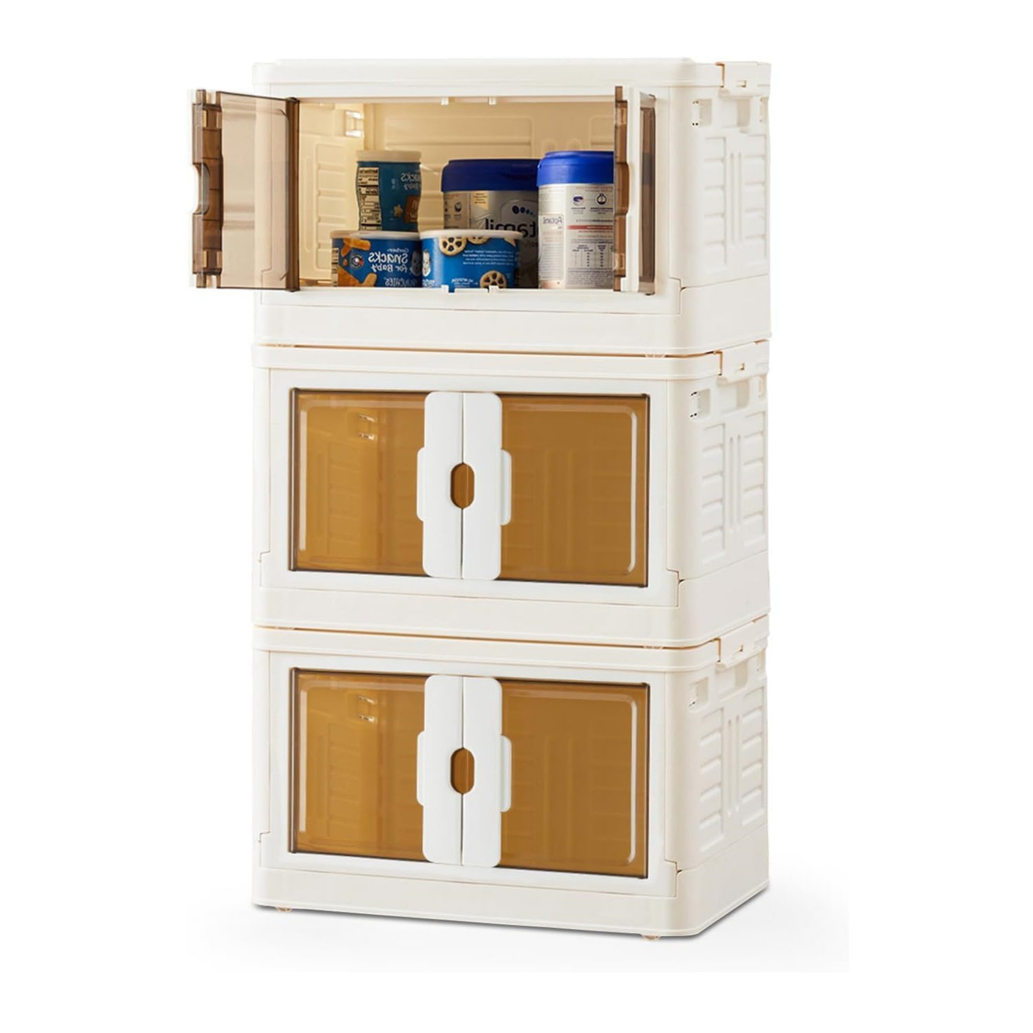 Rebrilliant Stackable Plastic Storage Bins With Lids, 37Qt Foldable ...