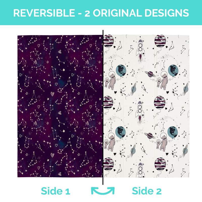 Pink Space Bears Large Foldable Waterproof Foam Play Mat