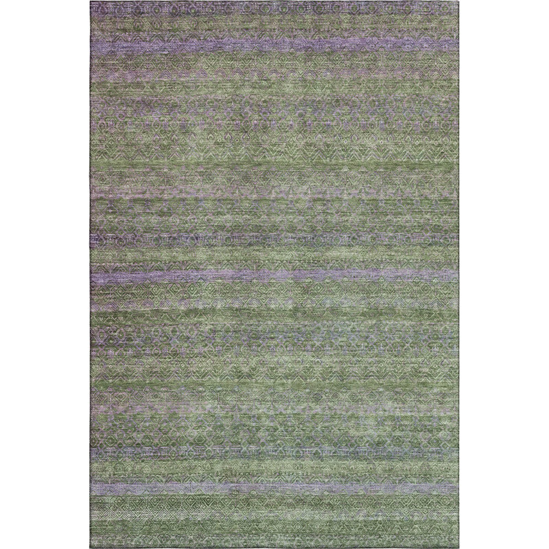 Premium Machine Washable Mayfield Striped Rug, Olive, 5' x 7'6"