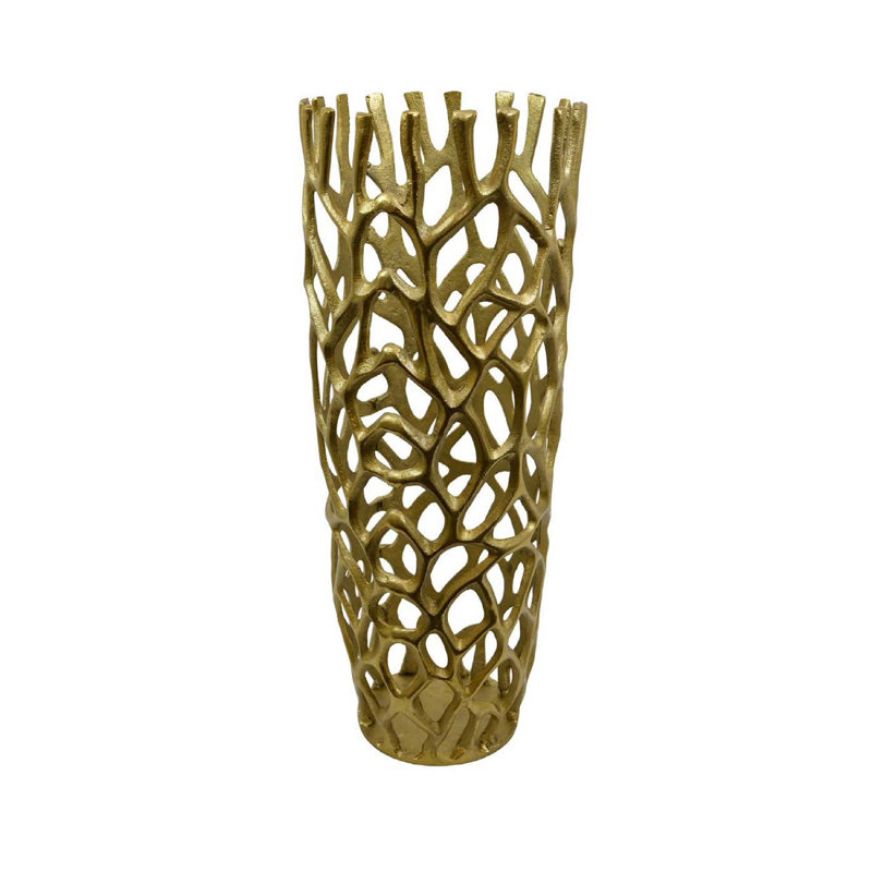 Vase décoratif décoratif en métal doré 23 po