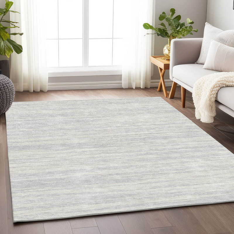 Tapis argenté Premium lavable à la machine Prisco, Rectangle 9 pi x 12 pi