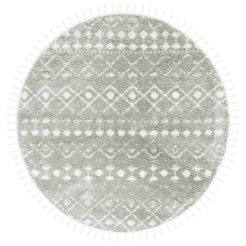 Akiesha Fringe Shag Performance Southwestern Rug, Round 6'7"