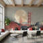 Pont, paysage, papier peint abstrait, décoration murale moderne-534221433-534221434