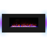 Electric Fireplace With Bluetooth Speaker, Wall Mount Fireplace Heater With 5 Spot Light & 7 Flame Settings, Thermostat, Child Lock & Timer By Remote Control, USB And AUX Connection