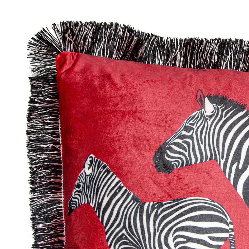 Housse de coussin en velours zébré Lumbar, Rouge