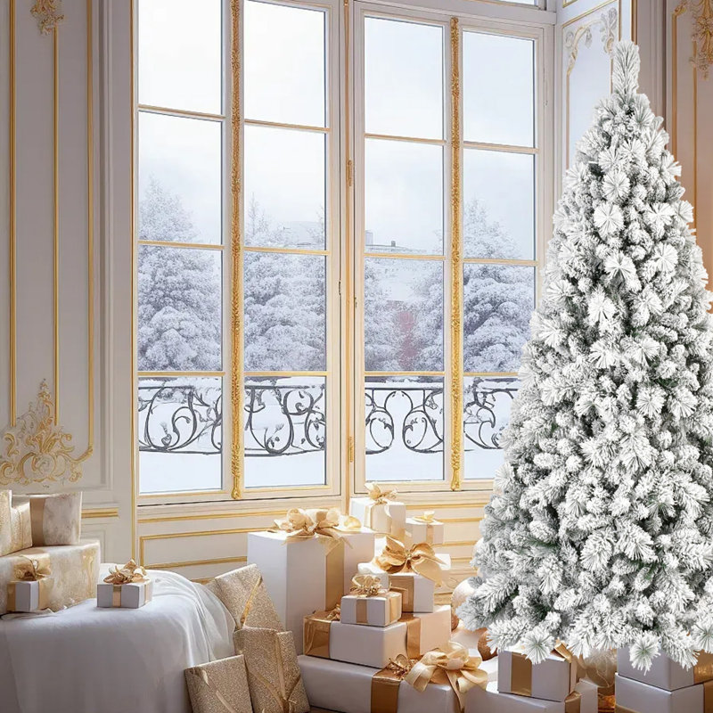 5FT White Flocked PVC Pre-Lit Christmas Tree