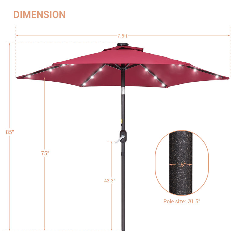 Parasol de marché éclairé 90 po Scheibe, Rouge