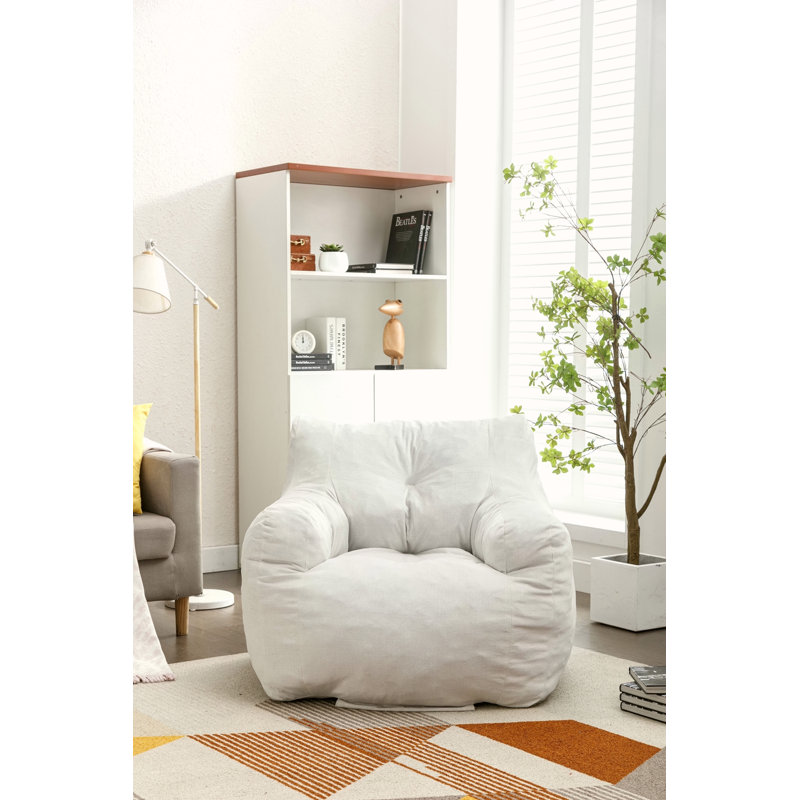 Fauteuil à billes en velours doux rembourré d'éponge à mémoire de forme, ivoire