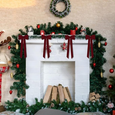 12 pièces de décorations d'arbre de Noël en ruban de velours bourgogne, 5 po x 10 po, décorations de Noël pour maison de fête